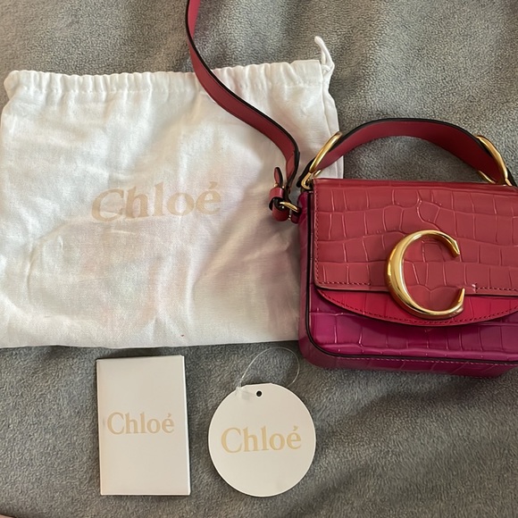 Chloe Calfskin Crocodile Embossed Mini C bag - Picture 6 of 12